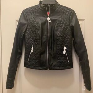 Guess Black Quilted Leather Jacket